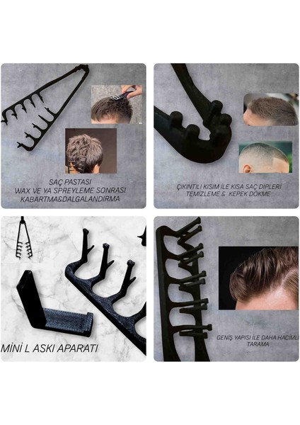 Mucize Sihirli Tarak (Siyah)/çıkıntılı Alt Bölüm ve Askı Aparatı