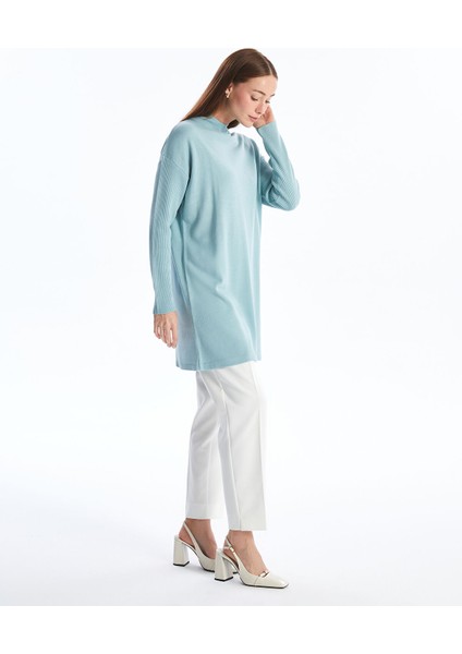 Yeni Sezon Yarım Balıkçı Yaka Düz Uzun Kollu Kadın Triko Tunik fiyatları