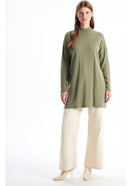 Yeni Sezon Yarım Balıkçı Yaka Düz Uzun Kollu Kadın Triko Tunik fiyatları