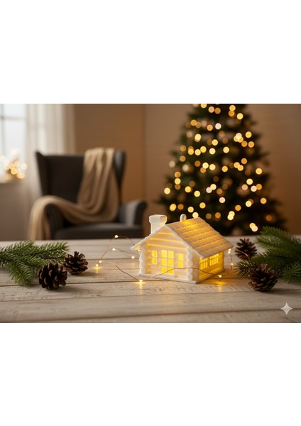 Auro 3'lü Set Sıcak Yuva Işıkları - Mini Kış Köyü Seti Yılbaşı Özel - 3D modelleri