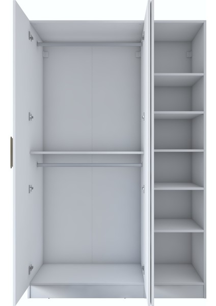 BA164 Gardırop Elbise Dolabı 3 Kapaklı 6 Raflı 2 Askılı Modüler Dolap Beyaz indirimleri