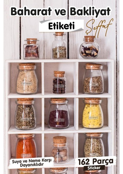 Baharat ve Bakliyat Etiketi 162 Adet Şeffaf Etiket Suya Dayanıklı -T1522 modelleri