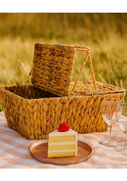 Doğal Hasır Kapaklı Piknik ve Dekoratif Saklama Sepeti - El Örgüsü Büyük Boy Sepet fiyatları