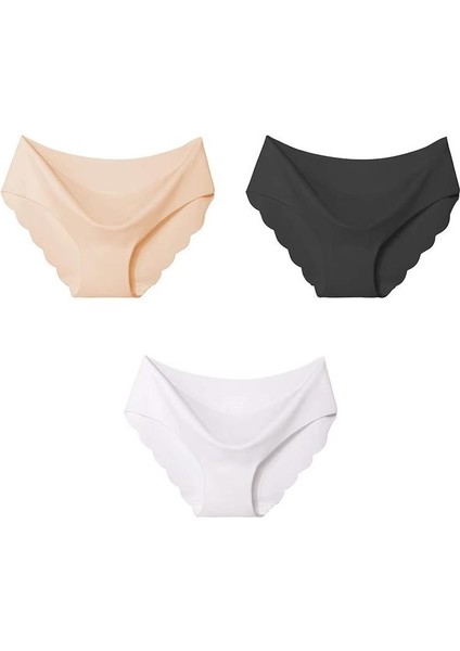 Lazer Kesim Dalgalı Kenar Külot 3 Adet