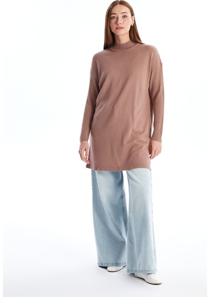 Yeni Sezon Yarım Balıkçı Yaka Düz Uzun Kollu Kadın Triko Tunik fiyatları