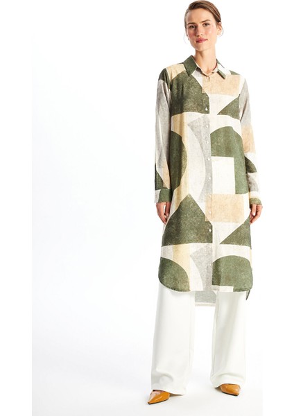 Yeni Sezon Desenli Kadın Gömlek Tunik