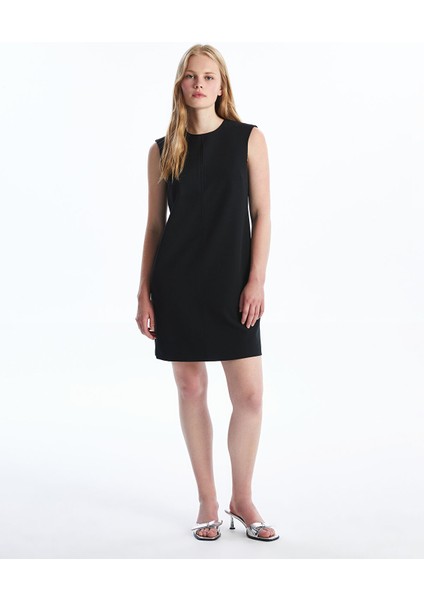 Yeni Sezon Kadın Bisiklet Yaka Düz Elbise