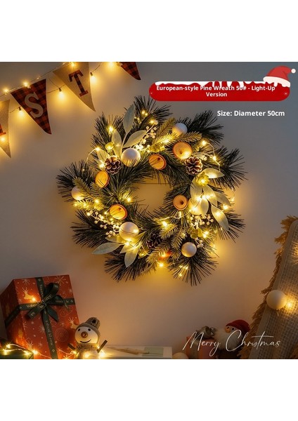 Noel Çelengi Kapı Asma Noel Dekorasyonu Rattan Süs Dekorasyon Asma (Yurt Dışından)