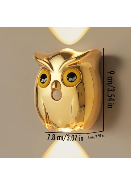 Insan Vücudu Sensörlü Baykuş Duvar Lambası Gece Lambası, Kablolama Gerektirmez, Manyetik Taban, Kısılabilir (Yurt Dışından)