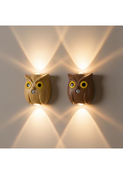 Insan Vücudu Sensörlü Baykuş Duvar Lambası Gece Lambası, Kablolama Gerektirmez, Manyetik Taban, Kısılabilir (Yurt Dışından) indirimleri