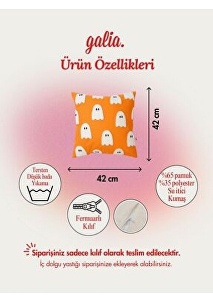 Pa cm an Hayalet Punch Kırlent Kılıfı- Turuncu