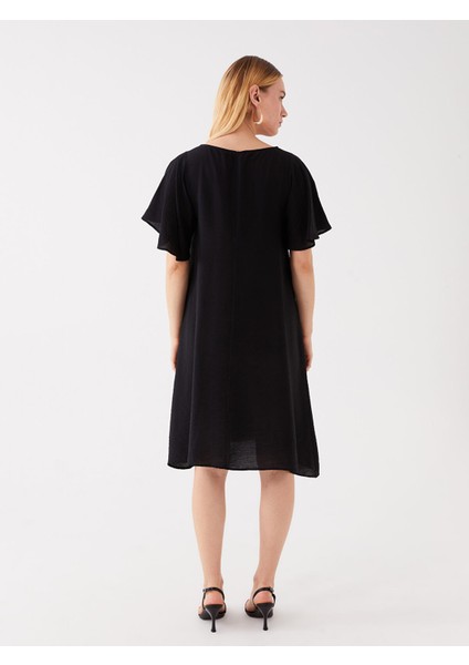 Yeni Sezon Bisiklet Yaka Düz Kısa Kollu Elbise indirimleri