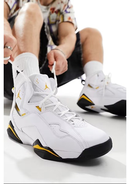 Air Jordan True Flight Leather Mens Sneaker Hakiki Deri Günlük Spor Ayakkabı Beyaz