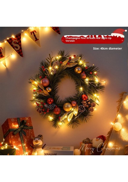 Noel Çelengi Kapı Asma Noel Dekorasyonu Rattan Süs Dekorasyon Asma (Yurt Dışından)