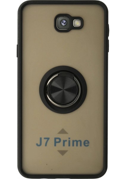 Samsung Galaxy J7 Prime Kılıf Montreal Yüzüklü Silikon Kapak - Siyah