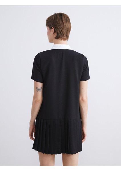 Yeni Sezon Gömlek Yaka Pileli Mini Elbise fırsatları