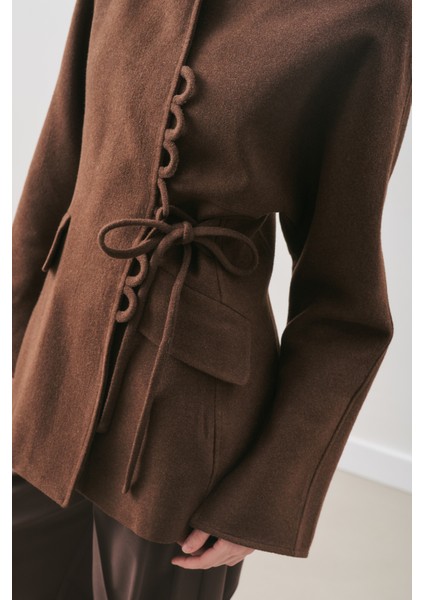 Aroa Bağlamalı Kaşe Ceket Acı Kahve modelleri