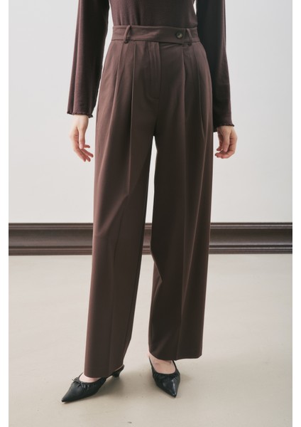 Classıc Pileli Pantolon Kahverengi modelleri