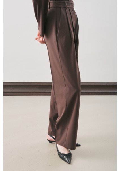 Classıc Pileli Pantolon Kahverengi indirimleri