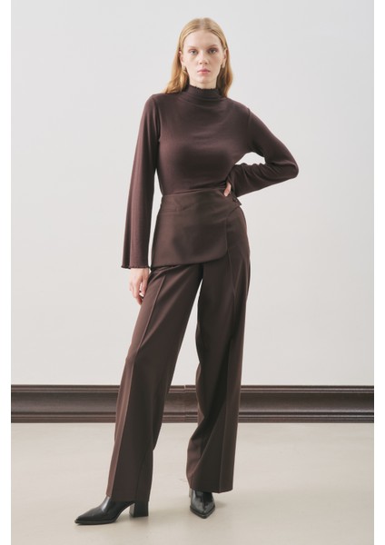 Klasik Kesim Kumaş Pantolon Acı Kahve
