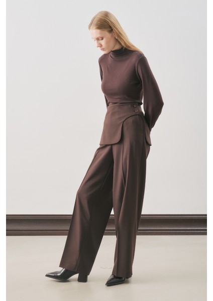 Klasik Kesim Kumaş Pantolon Acı Kahve modelleri