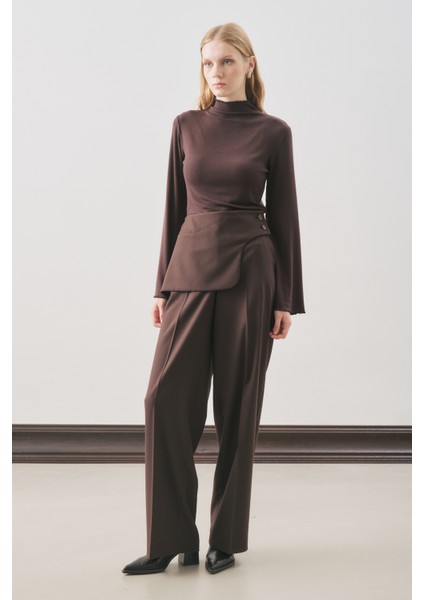 Klasik Kesim Kumaş Pantolon Acı Kahve