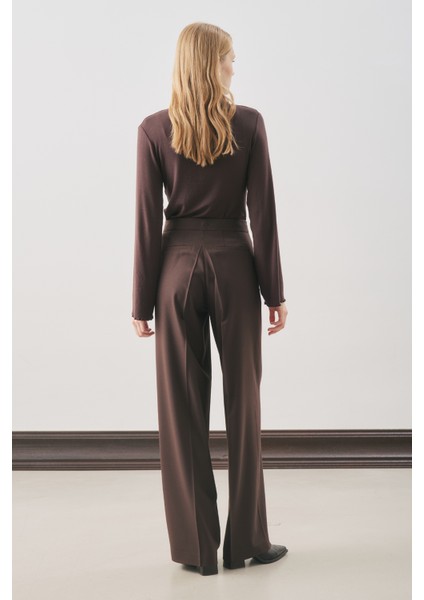 Klasik Kesim Kumaş Pantolon Acı Kahve