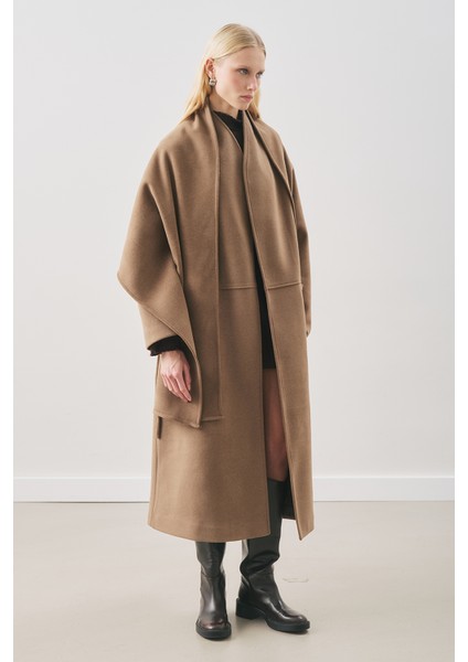 Soft Kaşe Atkılı Kaban Kahverengi modelleri