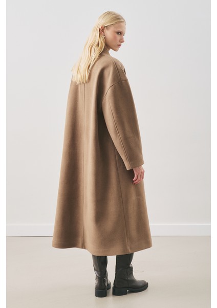 Soft Kaşe Atkılı Kaban Kahverengi