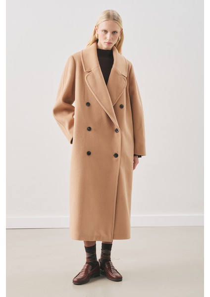 Kruvaze Yün Palto Sütlü Kahve fırsatları