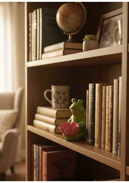 Çiçek Tutucu Kurbağa – El Yapımı Dekoratif Obje - El Boyaması Sevimli Kurbağa Biblo -Lotus Kurbağa