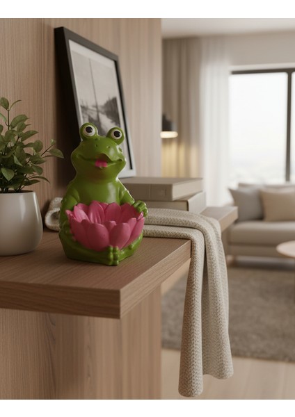 Çiçek Tutucu Kurbağa – El Yapımı Dekoratif Obje - El Boyaması Sevimli Kurbağa Biblo -Lotus Kurbağa modelleri