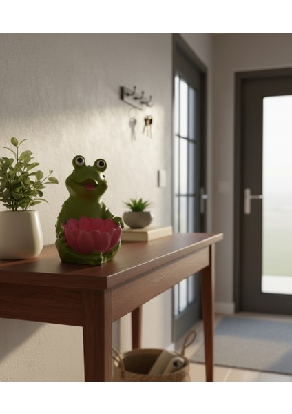 Çiçek Tutucu Kurbağa – El Yapımı Dekoratif Obje - El Boyaması Sevimli Kurbağa Biblo -Lotus Kurbağa fırsatları