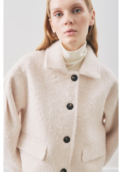 Boucle Kısa Kaban Ekru