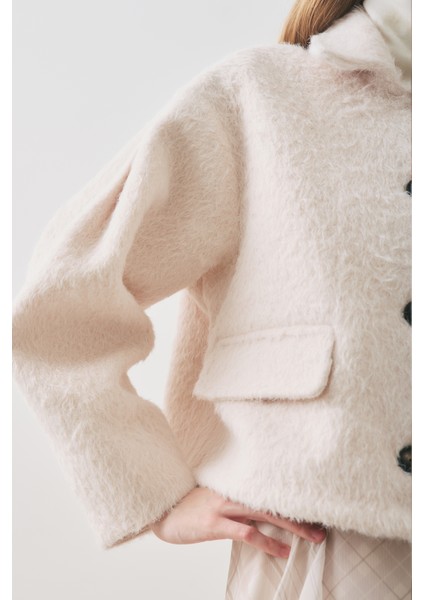 Boucle Kısa Kaban Ekru indirimleri