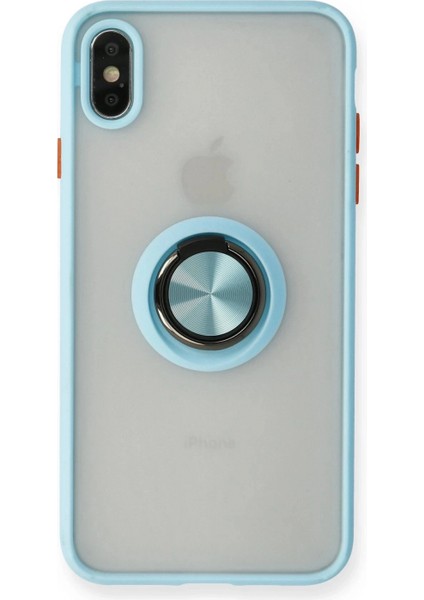 iPhone x Kılıf Montreal Yüzüklü Silikon Kapak - Buz Mavi