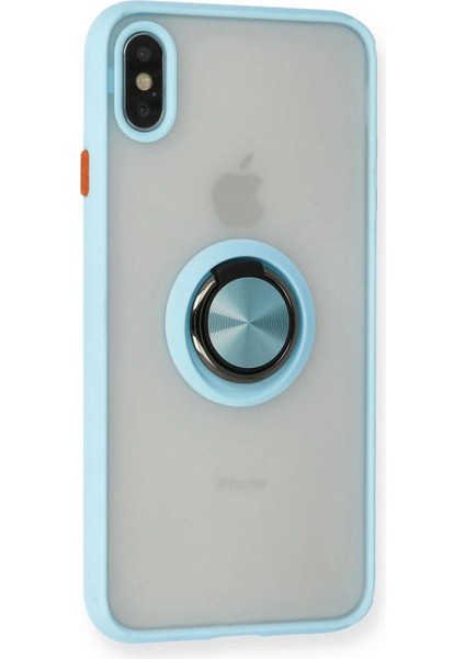 iPhone x Kılıf Montreal Yüzüklü Silikon Kapak - Buz Mavi fiyatları