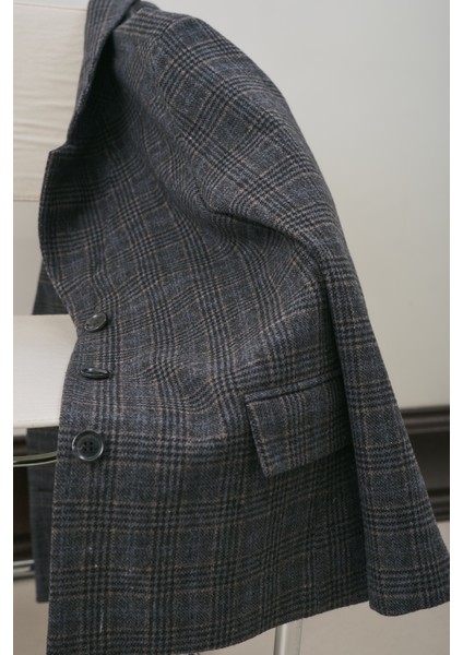 Norrıs Yün Blazer Ceket Grey Check fiyatları