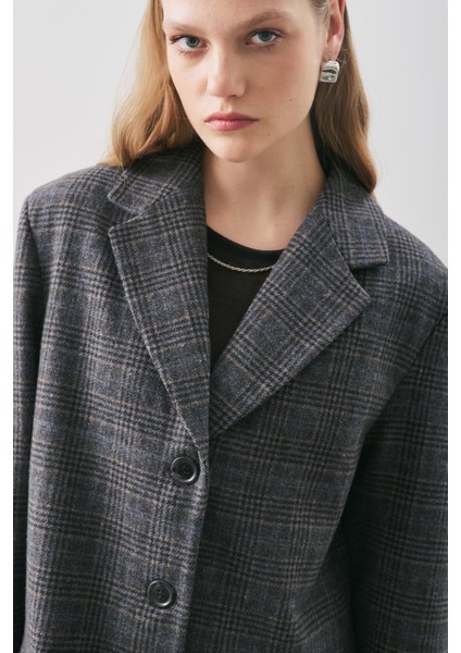 Norrıs Yün Blazer Ceket Grey Check fırsatları