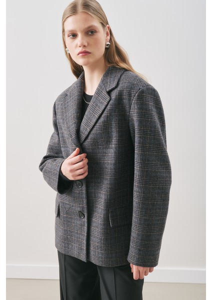 Norrıs Yün Blazer Ceket Grey Check