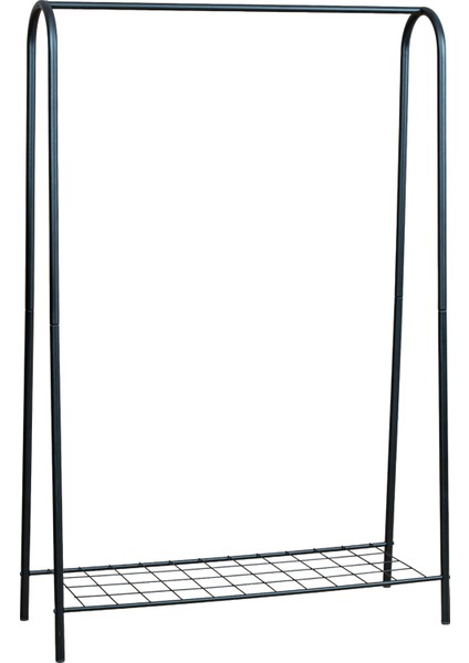 Elit 1 Siyah Metal Raflı Elbise Askısı Ayaklı Askılık Konfeksiyon Askılık