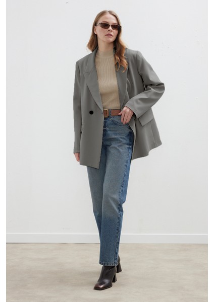 Kruvaze Klasik Blazer Ceket Gri fiyatları