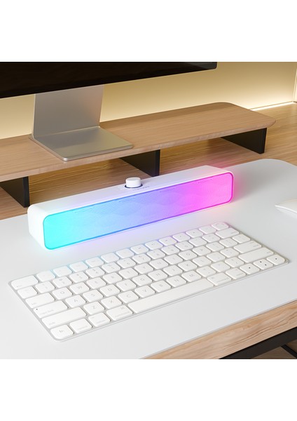 MD-SBT31 Beyaz 5W*2 1200MAH Bt,rgb,tf Card,type-C ,usb Soundbar Speaker modelleri