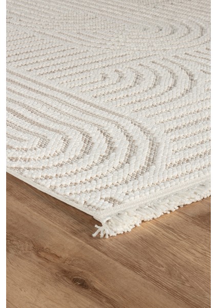 Stockholm Polyester Yumuşak Dokulu Bukleli Dokuma Makina Halısı Oturma Odası Salon Mutfak Halısı Beyaz Yolluk