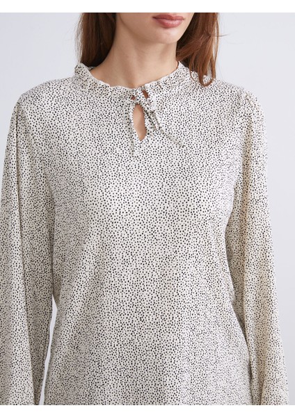 Yeni Sezon Bağlamalı Yaka Puantiyeli Kadın Tunik modelleri