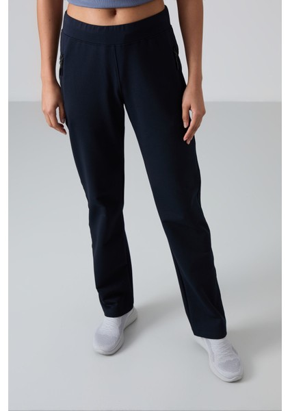 Lacivert Fermuar Cepli Rahat Form Klasik Paça Kadın Eşofman Alt - 94195