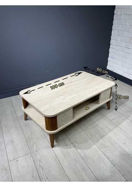 Kumsal Oval Kenar 100* 60 Orta Sehpa Traverten