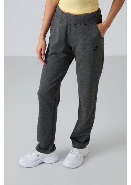 Antrasit Melanj Yüksek Bel Cepli Rahat Form Klasik Paça Kadın Eşofman Alt - 94185