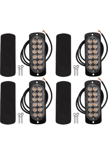 4 Pcs 12 LED Amber Flaş Flaş Kurtarma Flaşı Acil Durum Sinyal LED Turuncu Izgara Arızası Işık Sis Fo Beacon (Yurt Dışından)