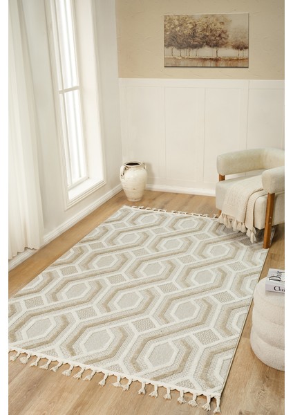 Quincey Bukleli Yumuşak Peluş Post Shaggy Krem Çocuk Odası Oturma Odası Salon Mutfak Halısı